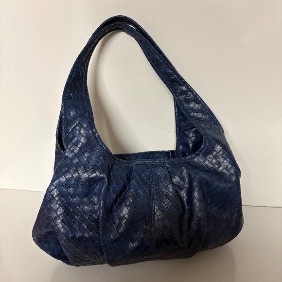 Simply Vera, Vera Wang Blue Purse Blue Woven Shoulder Bag Multiple Compartments - Picture 6 of 12